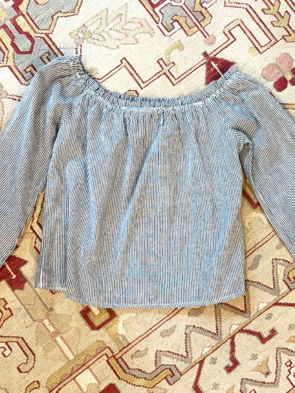 Brandy Melville Off-the-shoulder cotton long sleeve blouse, size XS